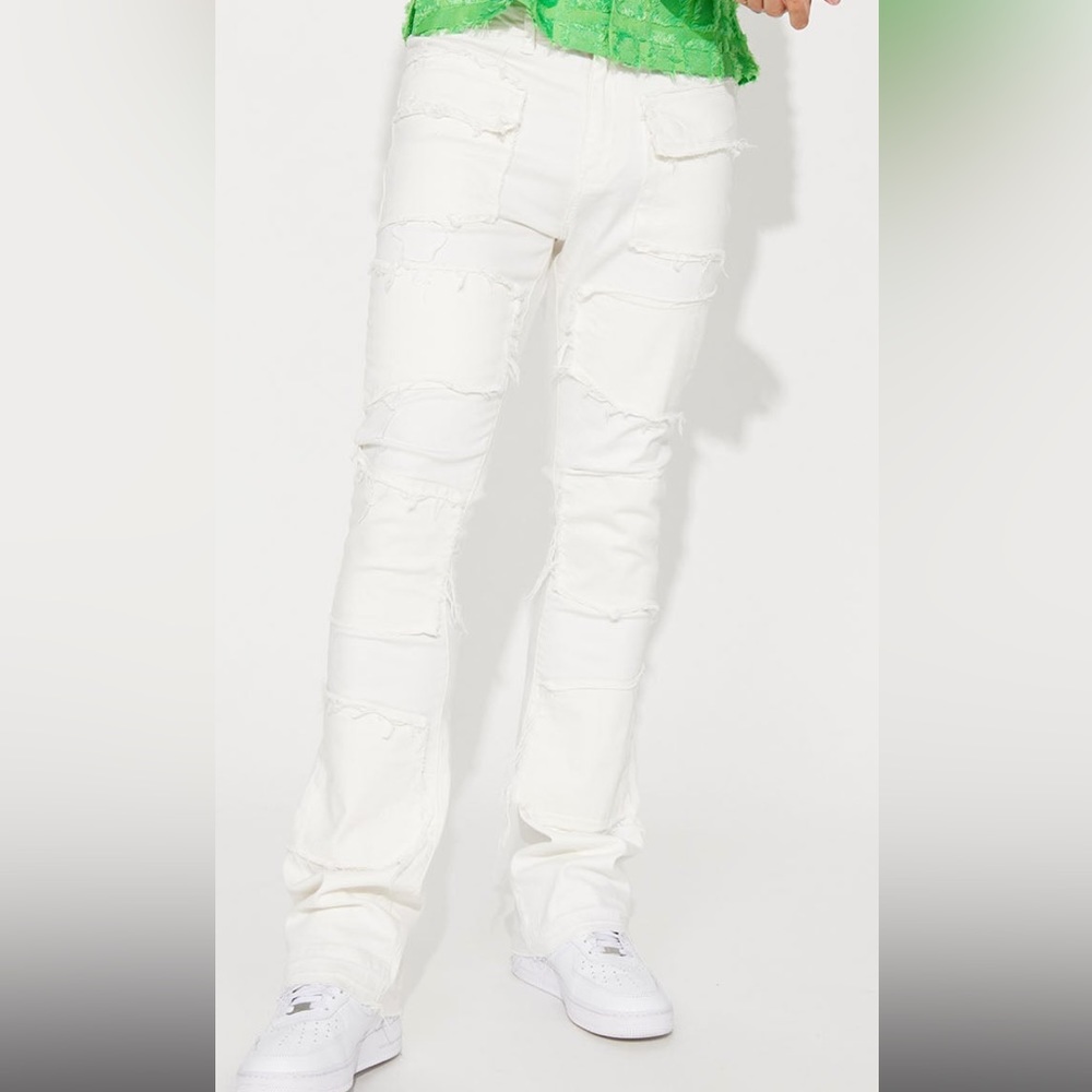 White Stacked Jeans.  Size 32. Never Worn. Great for a Clean Look